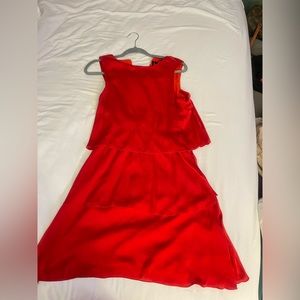 Red satin dress